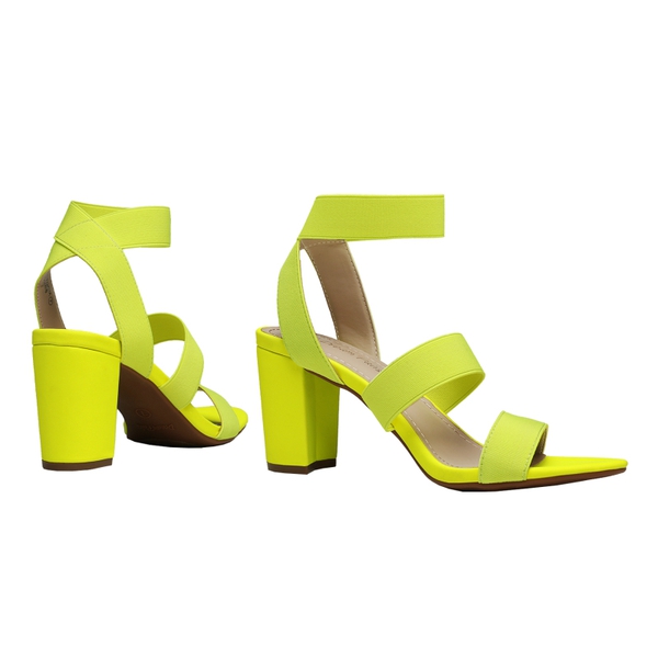 Elastic Chunky Strap Sandals - NEON LIME - 3